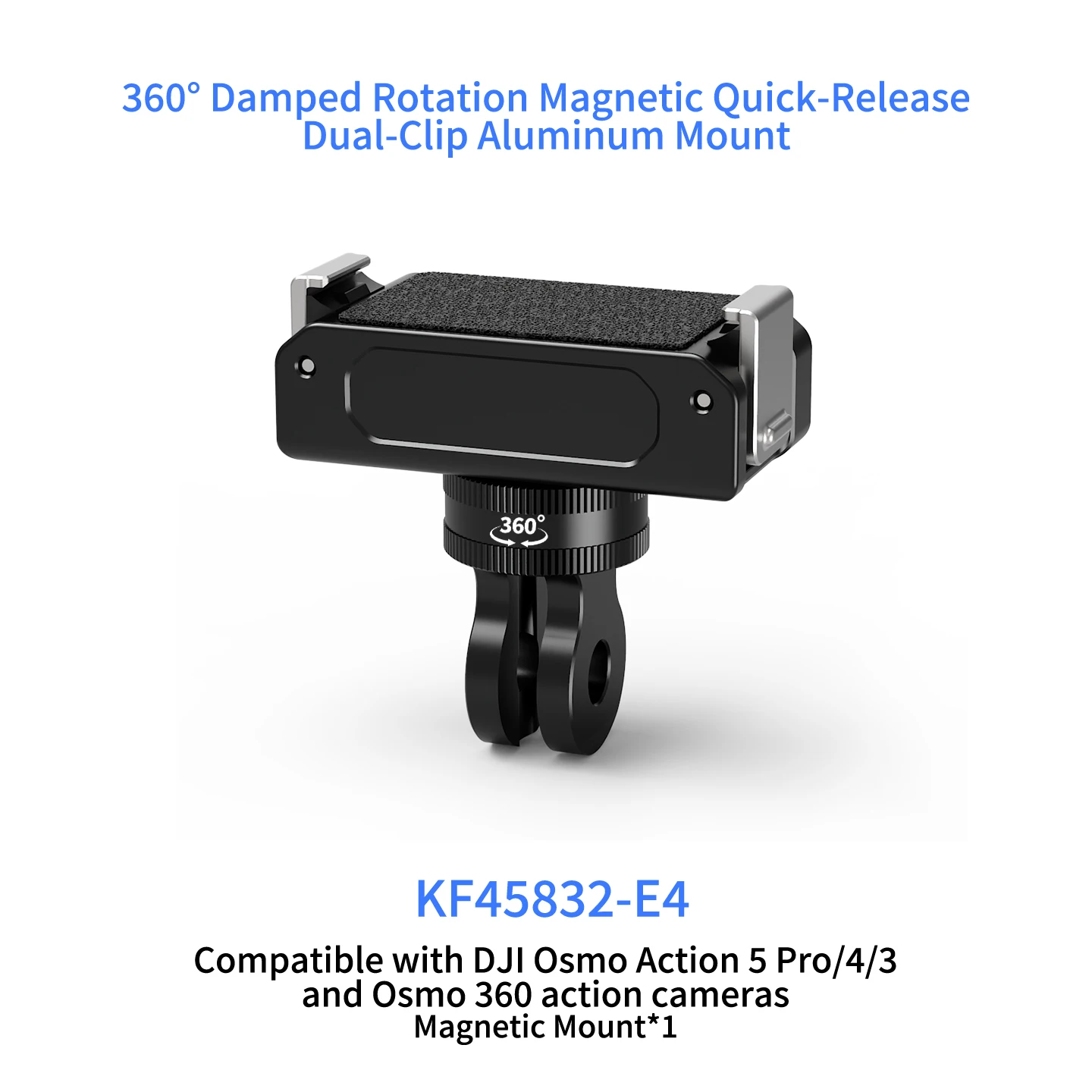 Magnetische Schnellwechselhalterung für DJI Osmo Action 5 Pro 4 3 360 Kamera 1/4 ARRI Schraubbasis Doppelklauen-Halterung 360-Grad-Rotationsadapter – Detail 16