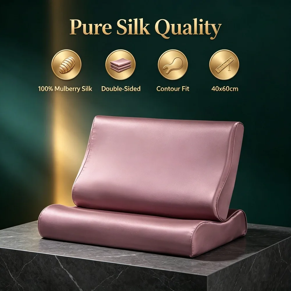 2 Pack Double-Sided Mulberry Silk Pillowcase for Latex Pillow 100% Silk 40x60cm Adult Memory Foam Pillow Cover Set Hair Skin