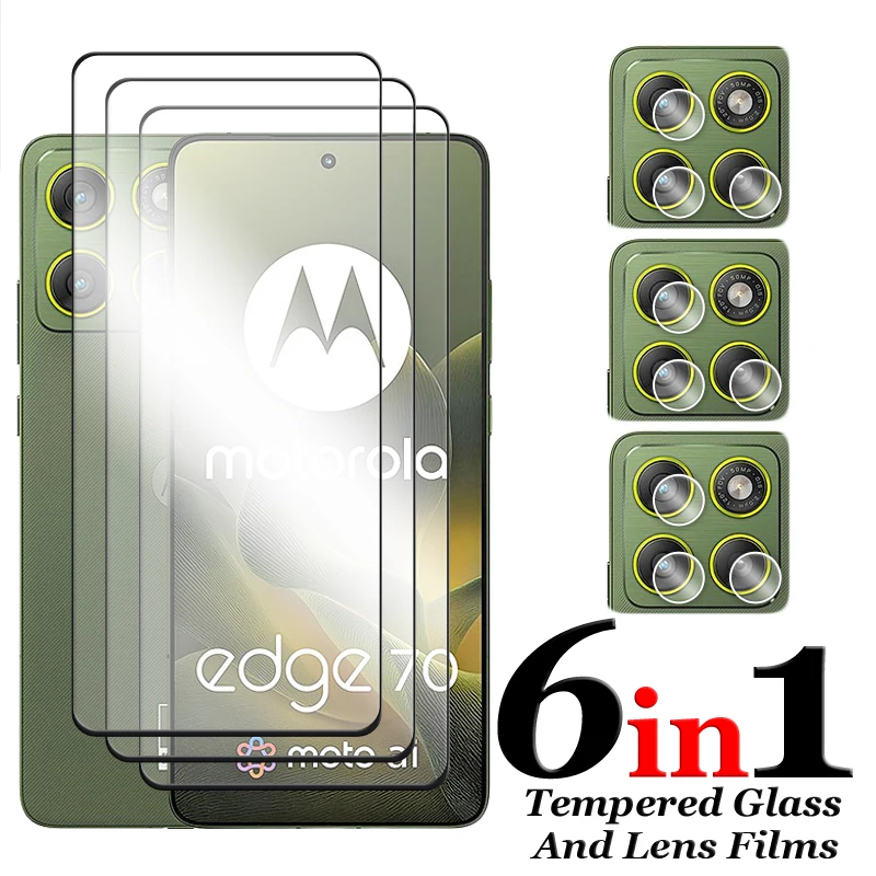 

6in1 For Motorola Edge 70 Glass For Moto Edge 70 Tempered Glass 2.5D Full Cover Glue Screen Protector For Motorola Edge 70 Film