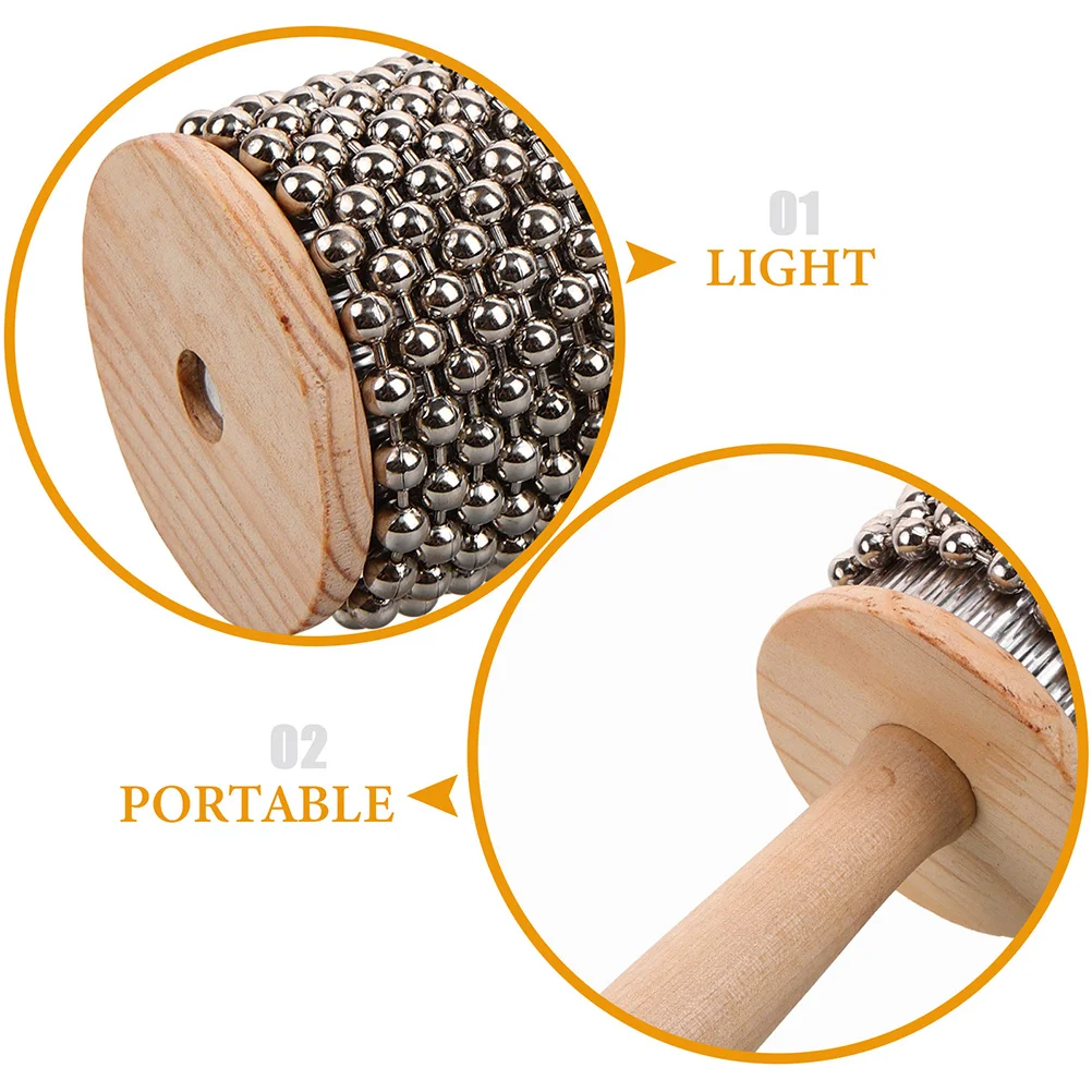 

Small Wooden Percussion Cabasa Handheld Instrument Metal Beads Creative Music Plaything for Indoor Outdoor