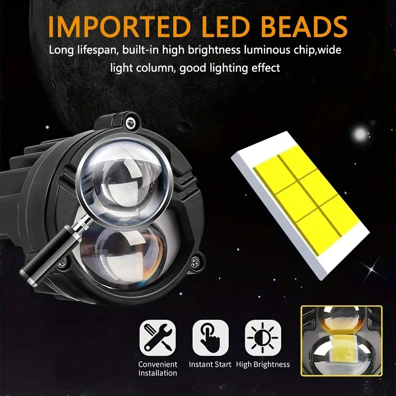 300W 2PCS Universal Motorcycle LED Spotlight Car DRL Work Light 3000k/6000k  Dual Color Spotlight For Boat Truck SUV ATV 4x4 12V