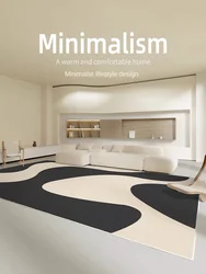 VIKAMA Black and White Lines Living Room Carpet Bedroom Modern Light Luxury Cream Style Tea Table Mat Home Decoration Carpet