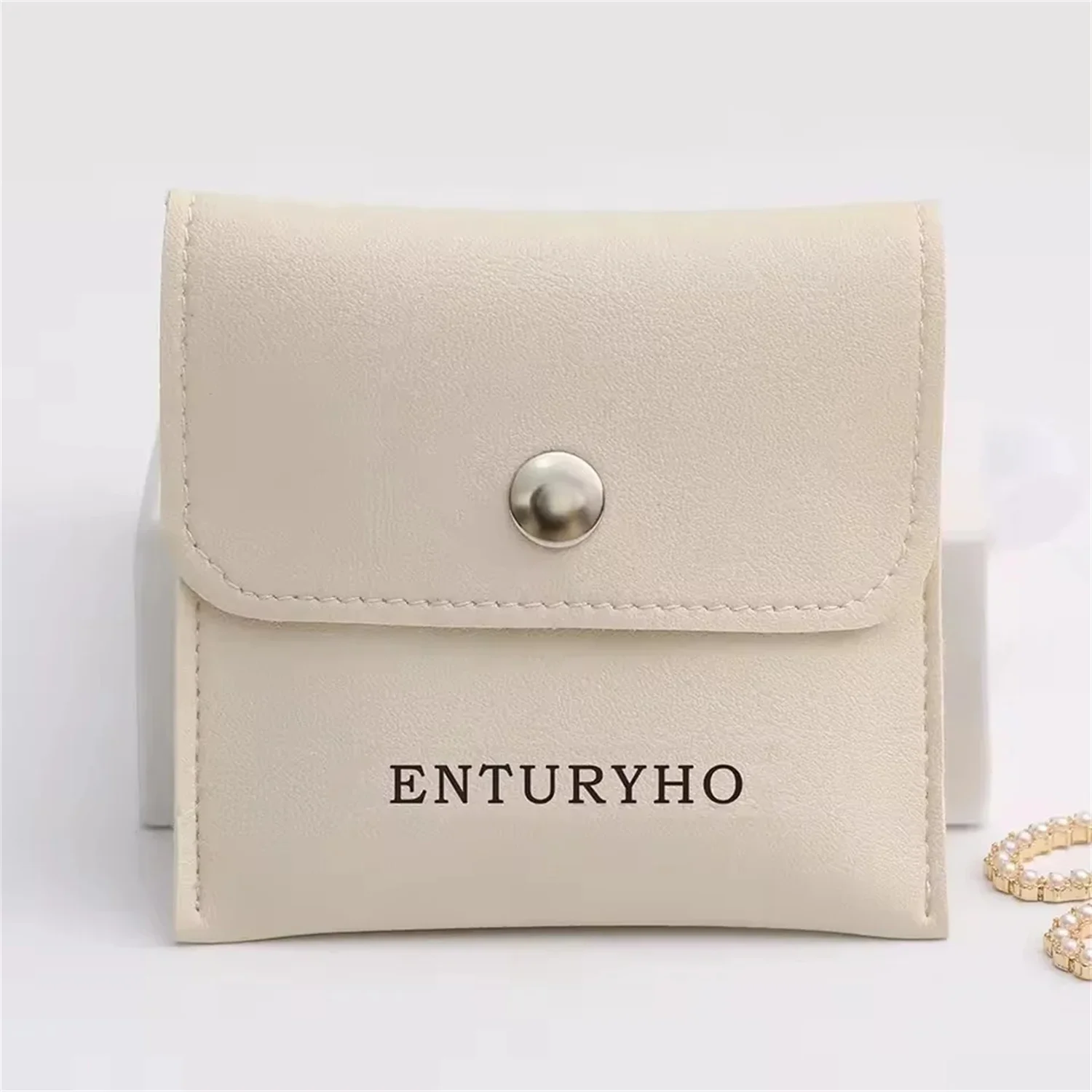 50 Custom faux Leather Jewelry bags bag with buttons, personalized gravure Logo printing Jewelry bags ring brooch bracelet bag