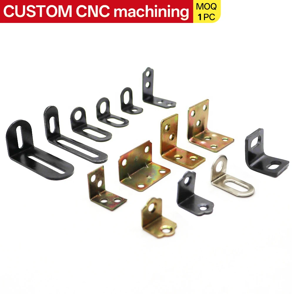 

Custom CNC machined adjustable 90-degree angle bracket with universal slotted L-shaped corner brace for furniture fixing.