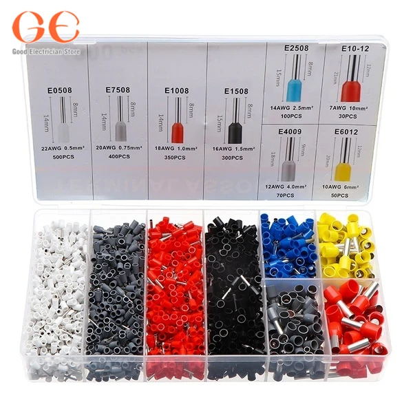 

1800PCS 0.5mm- 10.0mm Insulated Wire End Cord End Crimp terminal