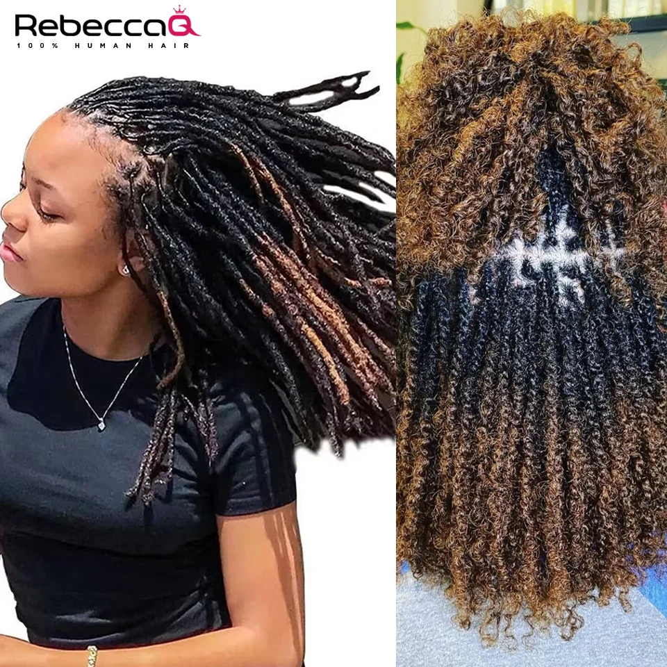 Peruvian Bulk Hair No Attachment Afro Kinky Curly Human Hair Bulk Rebecca Queen Virgin Remy Dreadlock QVR 30# Brown Braids Hair