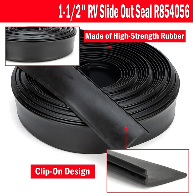ABBO-RV Slide Out Wiper Seal Rubber Seal Weather Stripping For Rvs Rubber Slideout Seal (Clip On) 25'