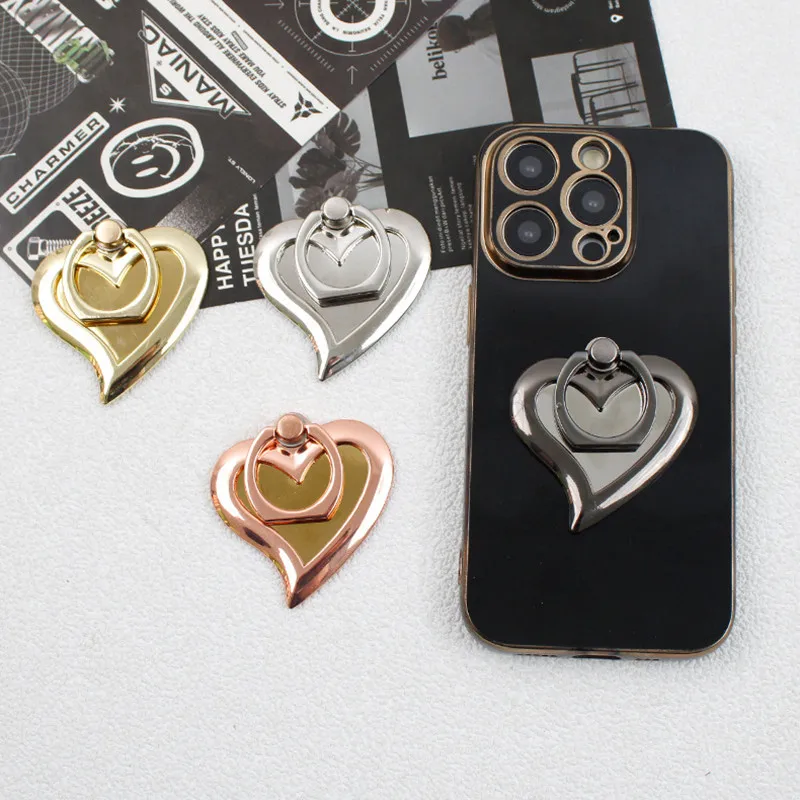 معدن قلب مرآة 360 درجة حامل هاتف المحمول حامل البنصر الهاتف المحمول girp للهواتف الذكية حامل هاتف حامل