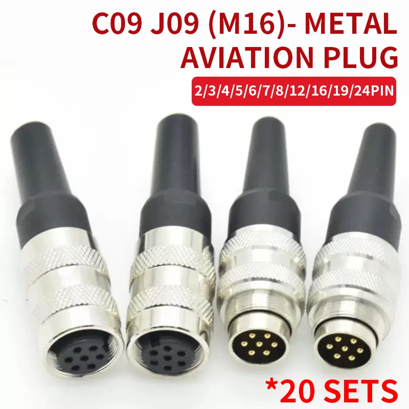 

2/5/20 Sets M16 waterproof C09 J09 2/3/4 5P 6P 7P 8P 12P 16P 19P 24Pins aviation plug precision circular connector