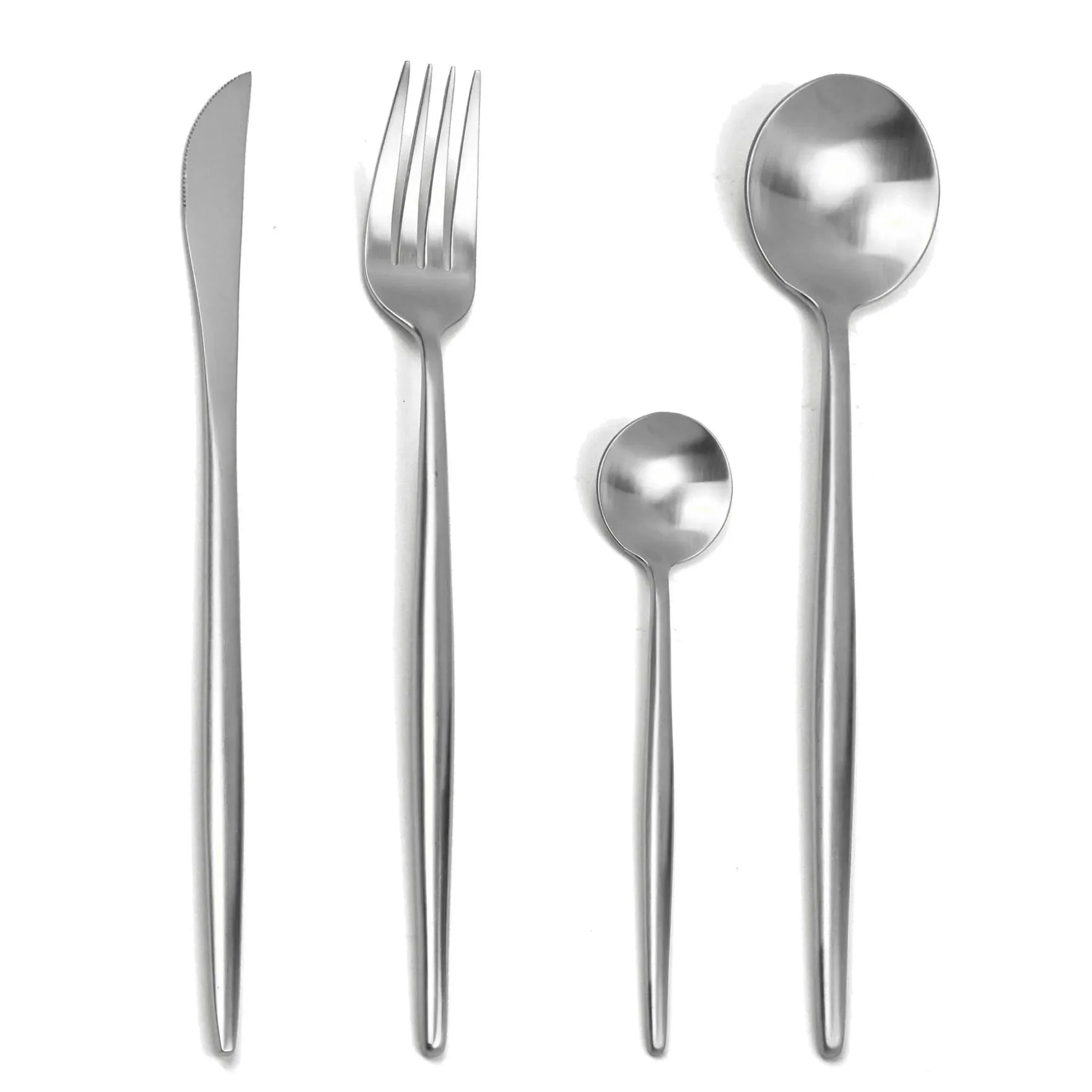 4Pc Matte Cutlery 304 Stainless Steel Flatware Set Kitchen Silverware Tableware Dinnerware Spoon Fork Knife Teaspoon