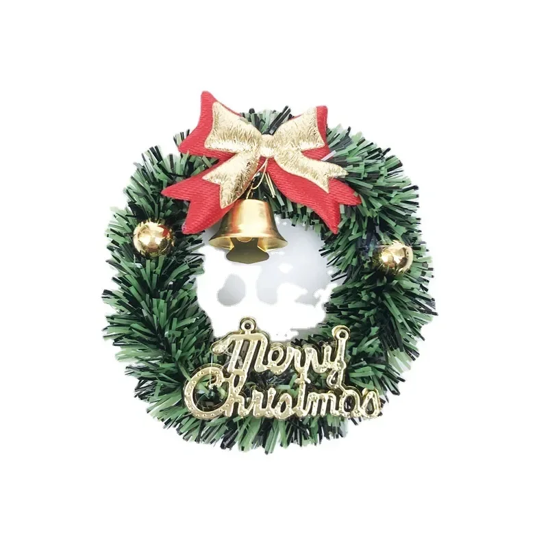 Simulated Mini Christmas Wreath and Grass Circle Miniature Scene Ornaments