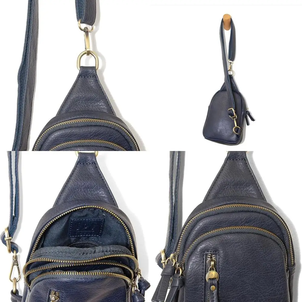 

Vegan Leather Sling Bag with Zippered Closure and Brass-Plated Hardware for Stylish Carrying