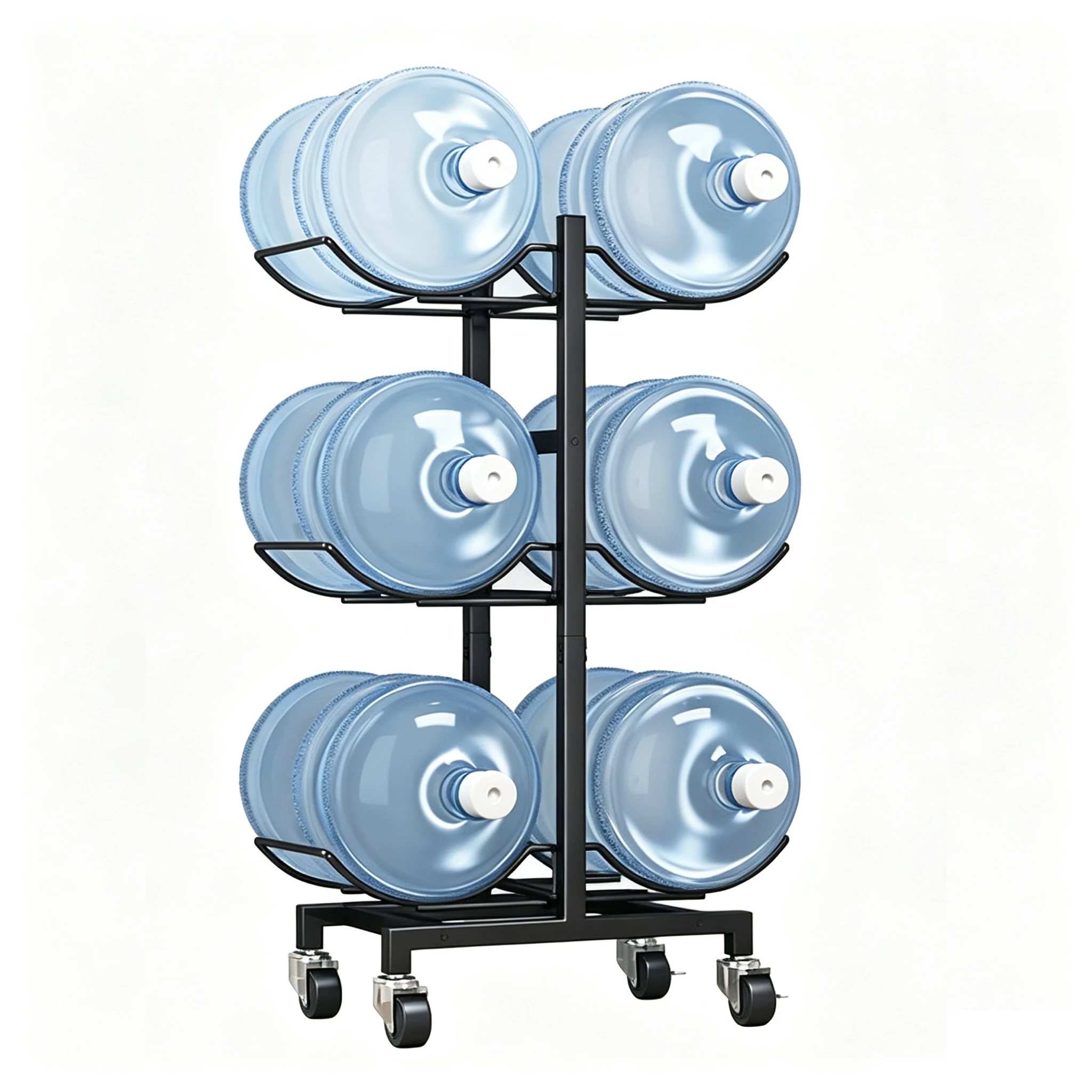 5 Gallon Water Jug Holder with 4 Wheels, Movable Foldable Water Jug Stand 3-Tier Water Bottle Holder Water Jug Storage Rack