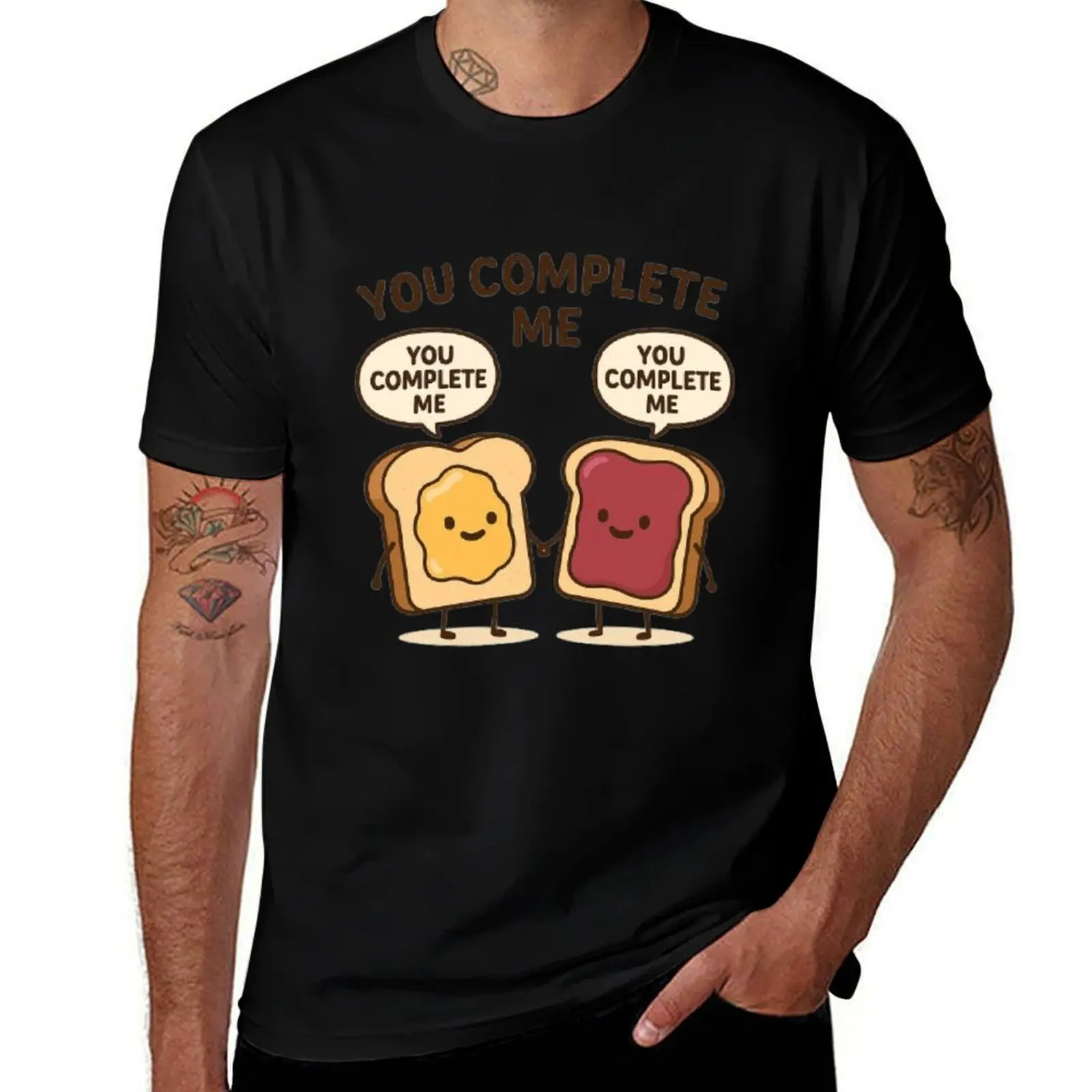 

You Complete Me – Funny Peanut Butter and Jelly Toast Friends T-Shirt plus size tops gifts for boyfriend clothing for men