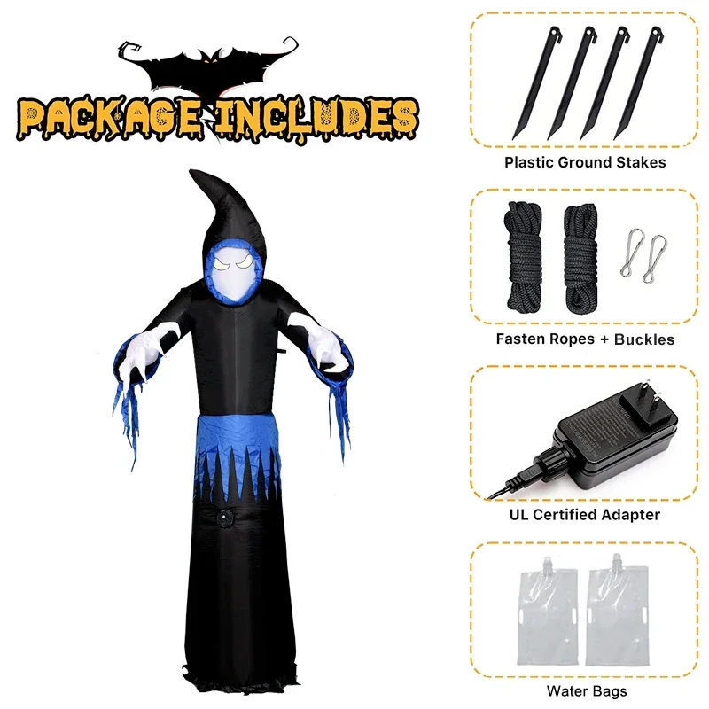 8FT Halloween Decorations for Home Outdoor LED Light Halloween Inflatable Toy Black witch ghost Halloween Props Gift