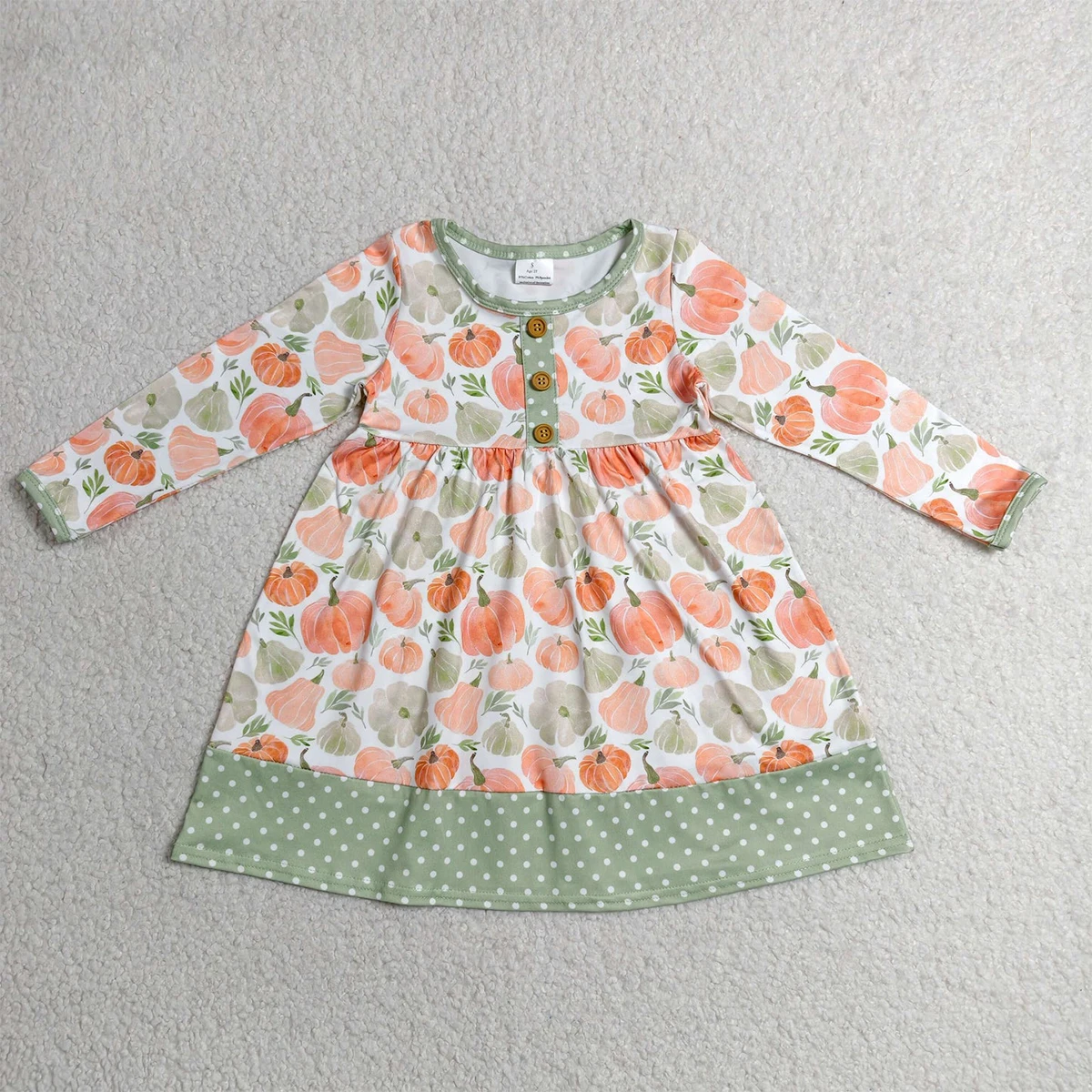 Baby Girl Cute Princess Dress Fall Sibling Clothes Kids Bows Pumpkins Bats Flower Halloween Button Knee Length Dresses Wholesale
