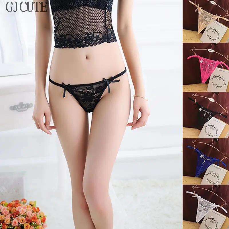 

Sexy Erotic Lingerie G-string For Women Lace Flowers Panties Low Waist Briefs Sexy Transparent T-back Underwear Underpants