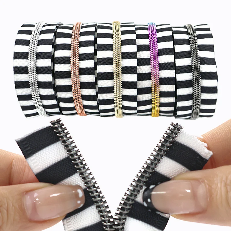 

5/10M Meetee 5# Stripe Nylon Zippers Tape Clothes Repair Zipper Bags Coil Decor Zip Fastener Roll DIY Sewing Zips Repair Kits