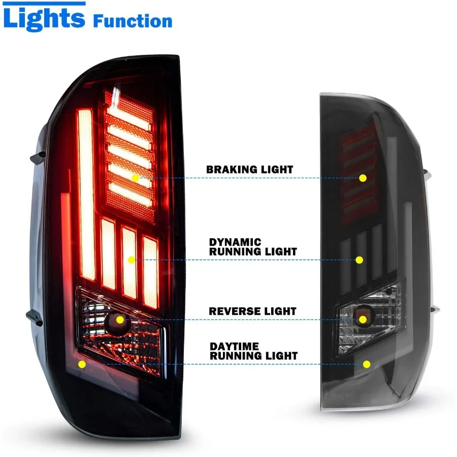 أضواء خلفية LED لشاحنة بيك اب تندرا 20142021 عدسة مدخنة بديلة مجموعة مصابيح خلفية بتصميم حديث ومعزز على شكل حرف V
