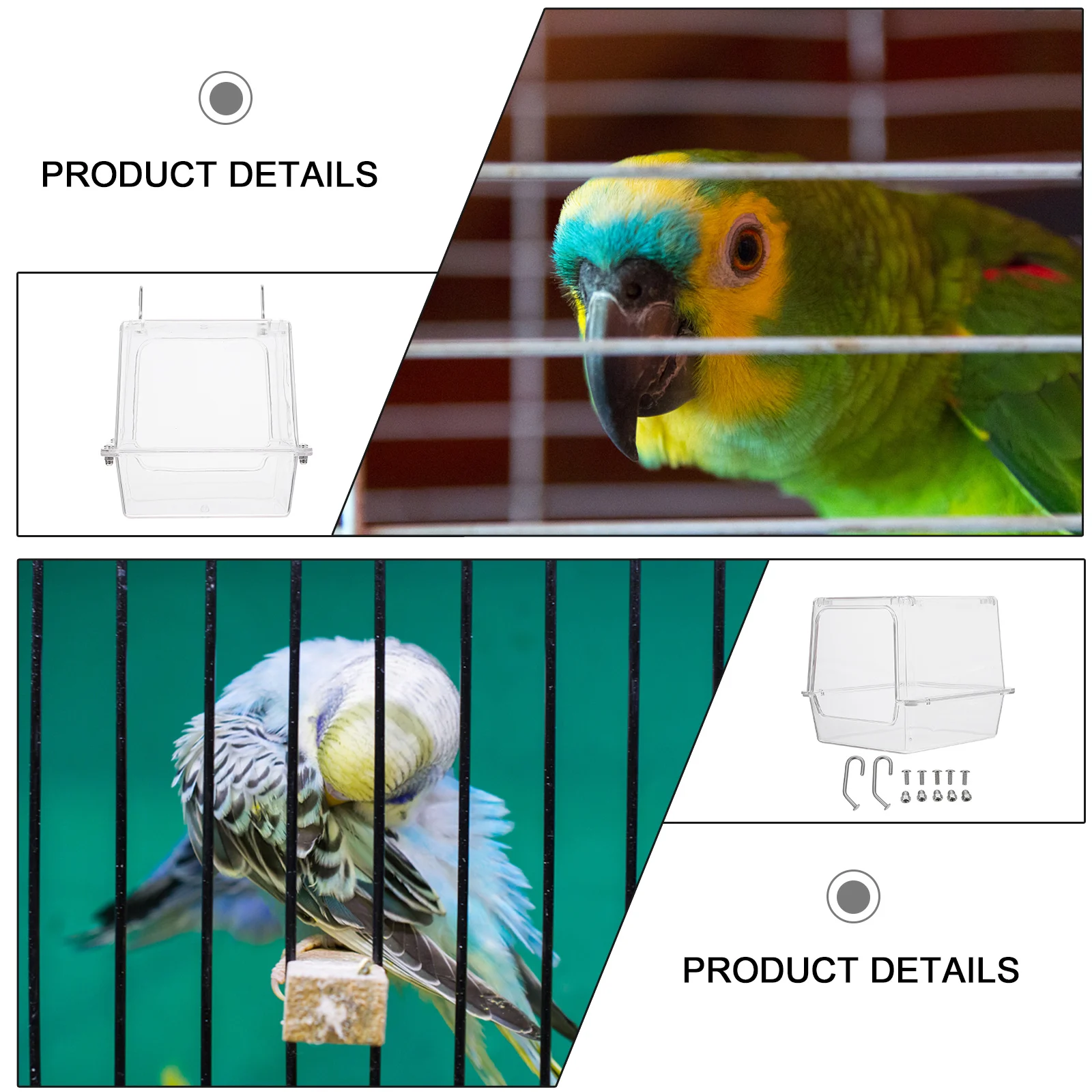 

Bird Bathtub Shower Box Acrylic Parrots Peacock Parakeet Bathing Cube High Quality Safe Durable Easy Use Good Health Birds