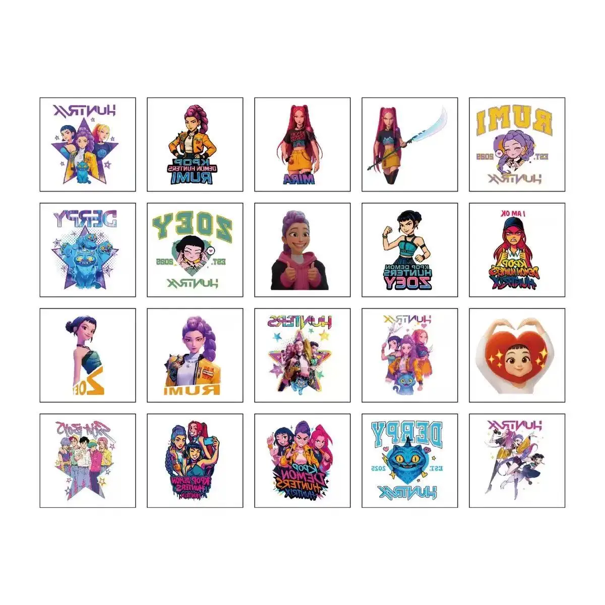 

20 шт./компл., временная татуировка-наклейка с героями мультфильмов Kpop «Охотники демонов», Rumi, милое персонализированное украшение, водонепроницаемая татуировка для вечеринки, подарок S