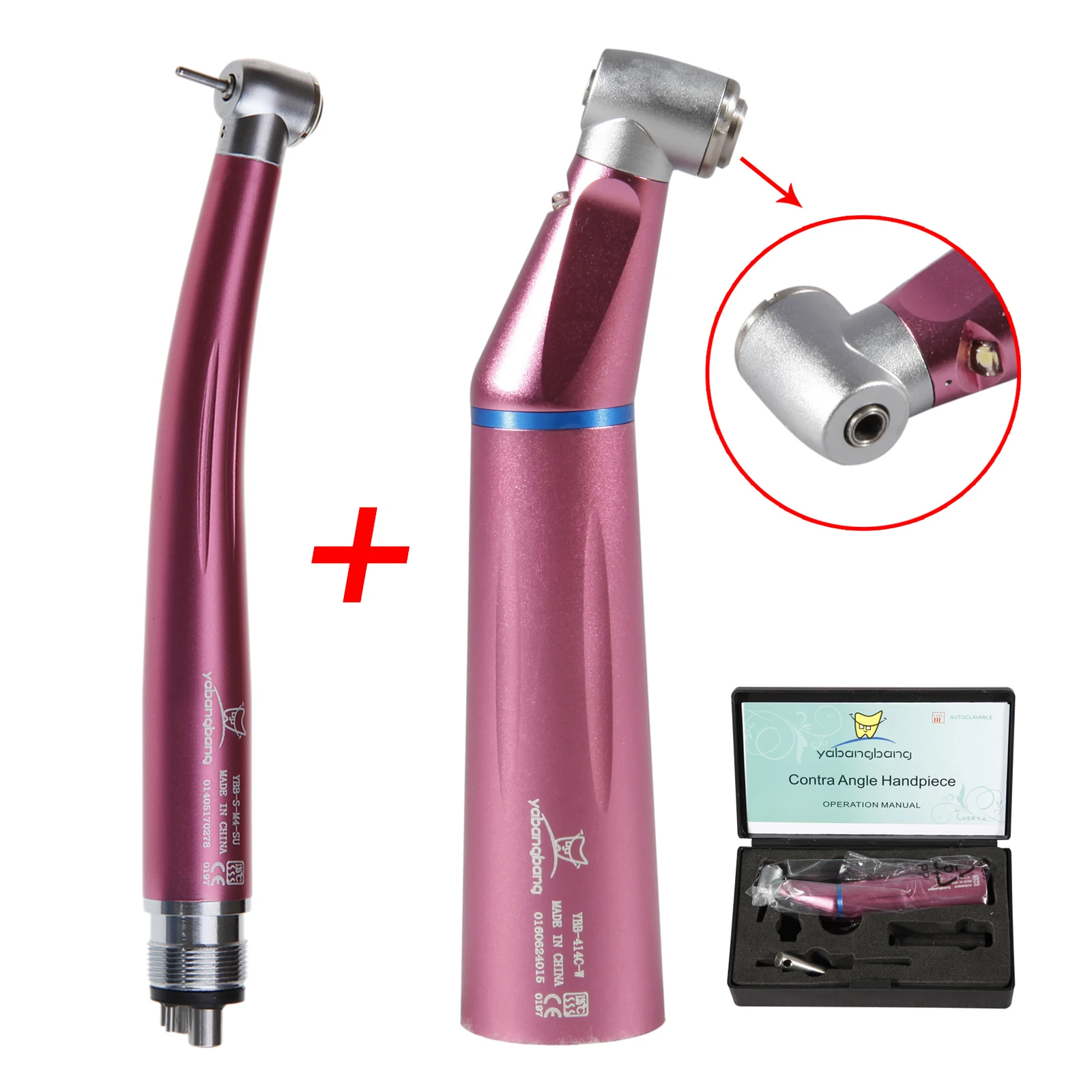 

YABANGBANG Dental High & Low Speed Handpiece kit Straight Contra Angle Single Water Spary Air Turbine 4 Hole FIT NSK Pana Max