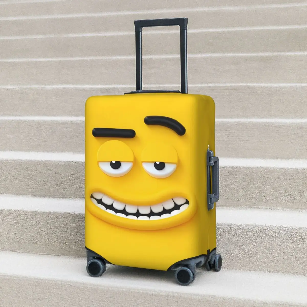 Funny Expression Suitcase Cover Yellow Face Animation Travel Business Protection Vacation Practical Luggage Accesories