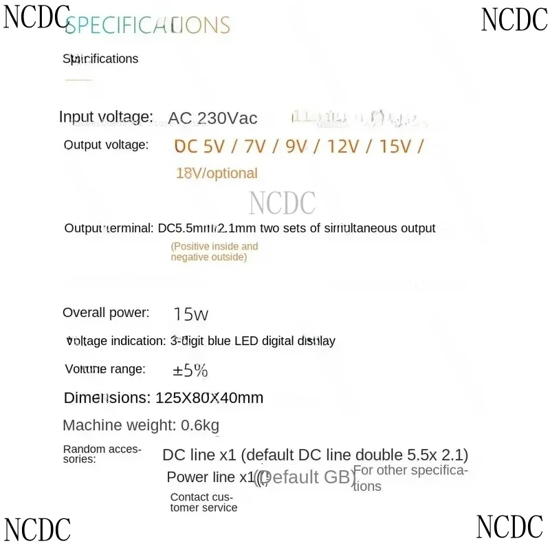 15W Linear Regulated Power Supply, Dual Output 5-18V Voltage, Set-Top Box, Router, Optical Fiber