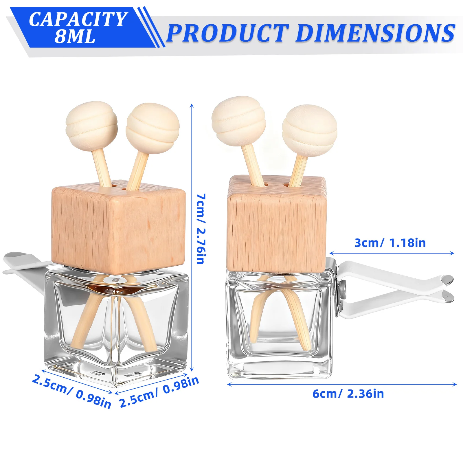 4 قطع من زجاجات العطور الزجاجية للسيارة، حاويات ناشرة للزيوت العطرية الشفافة مع ختم مانع للتسرب لاستخدام سيارة الروائح العلاجية
