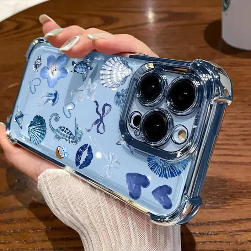 Marine Organism Seashell Flower Plating Shockproof Case For Xiaomi Note 15 14 13 Pro Plus 5G 12 4G Redmi 15C 15 15A 14C 12C 10C