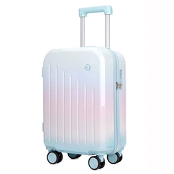 2024 New suitcase gradient colour luggage USB cup holder password trolley Case 20