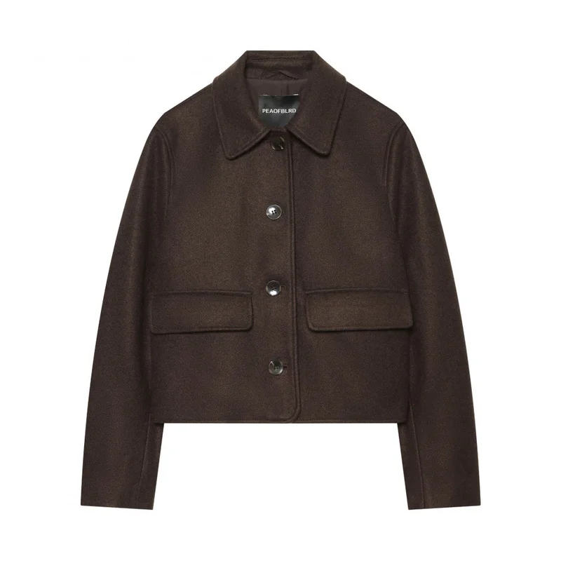 QICHE Women New European‑American Outerwear Retro Lapel Jacket Single‑Breasted Closure Casual Women Daily Outfit