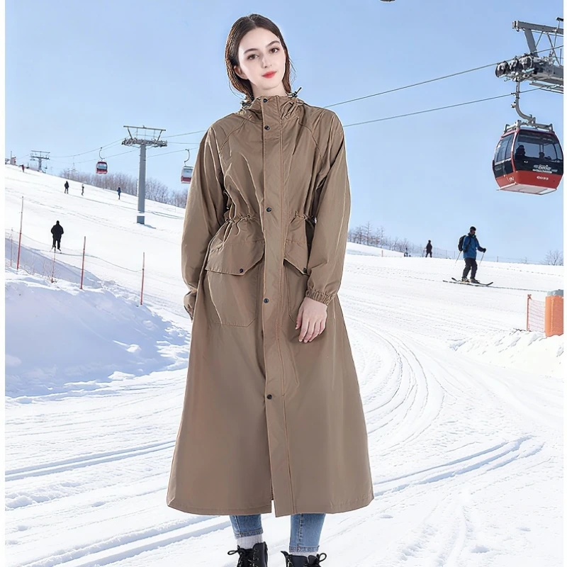 One Piece Waterproof Windbreaker Raincoat Slim Fit Outdoor Hiking Jacket Loose Slimming All-in-One for Men And Women
