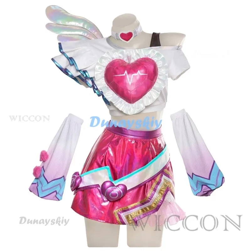 Lovestruck Lux คอสเพลย์เครื่องแต่งกาย LOL วันวาเลนไทน์ผิวใหม่ Lux ผู้หญิงคอสเพลย์เครื่องแต่งกายฮาโลวีนผิวใหม่ Lux ผู้หญิงเครื่องแต่งกาย