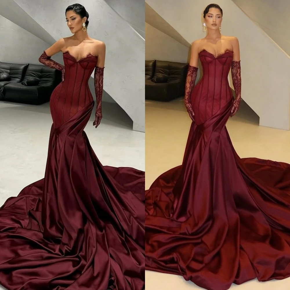 تخصيص حورية البحر بلا حمالات بلا أكمام أنيقة حساسة مساء اللباس الموضة الحديثة فساتين المشاهير عالية الجودة فستان الحفلة الراقصة
