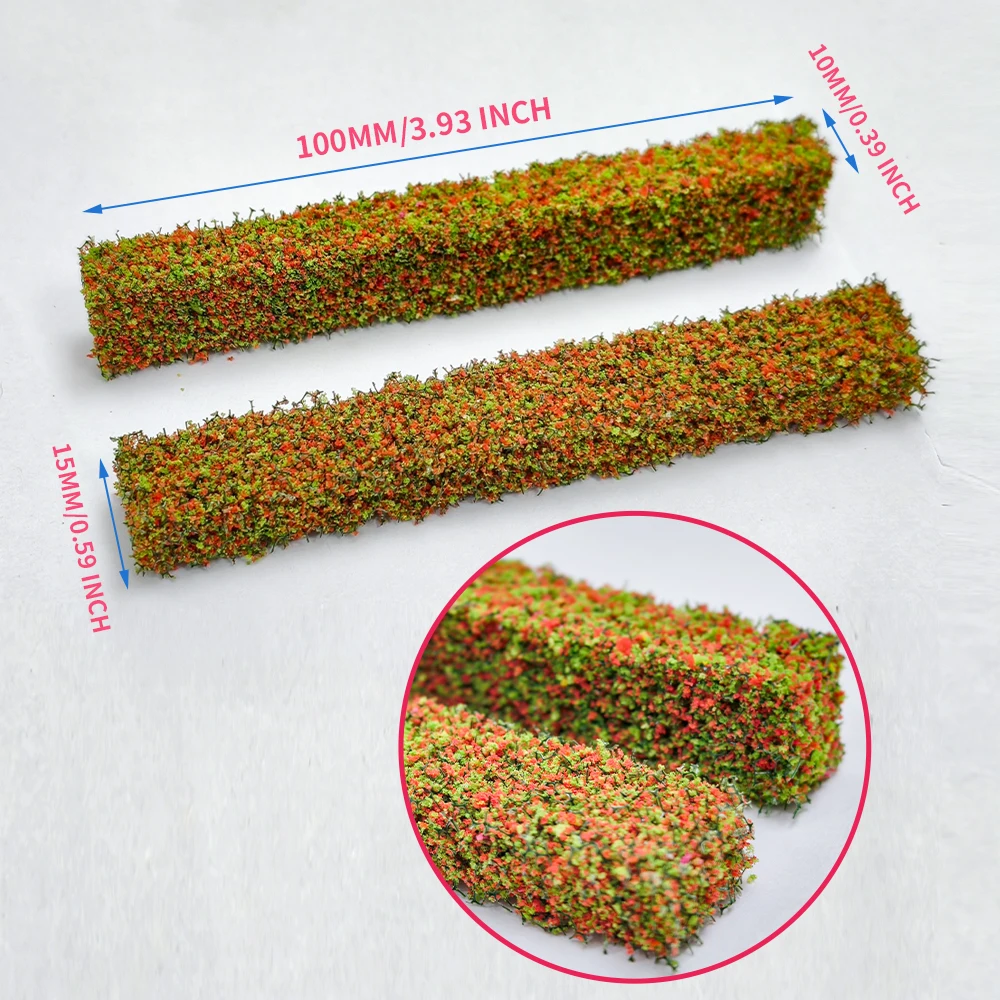 Micro tira de arbustos en miniatura, mesa de arena artesanal, Kits de modelos en miniatura para hacer valla al aire libre, Mini tiras de arbustos, plantas verdes Si