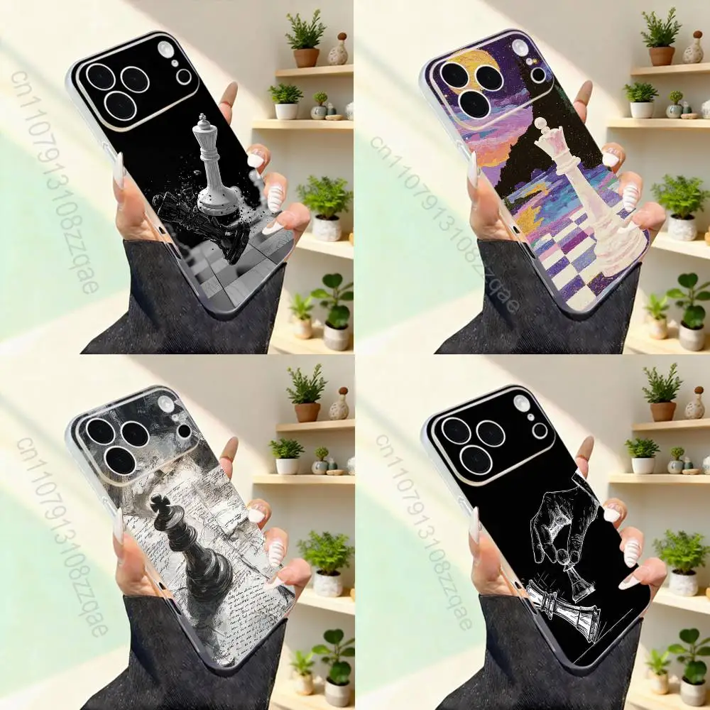 

Магнитные чехлы для телефонов с дизайном шахматных фигур для iPhone 17, 16, 15, 14, 13, 12, 11, Pro, Max, Plus, Mini, SE4, E, совместимые с MagSafe