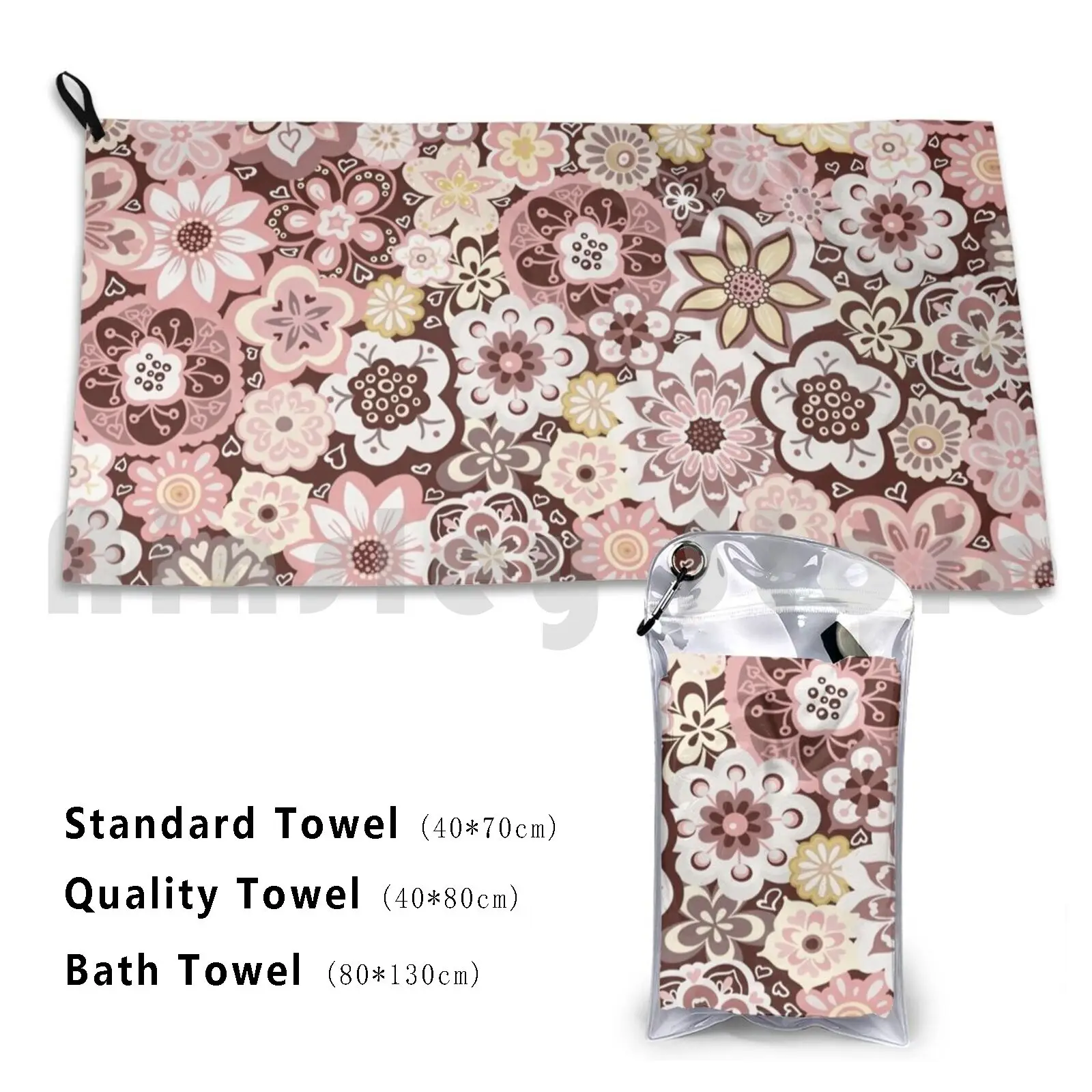 Beautiful Bouquet Of Midsummer Blooms In Pink , Yellow And Brown Custom Towel Bath Towel Beautiful Beauty