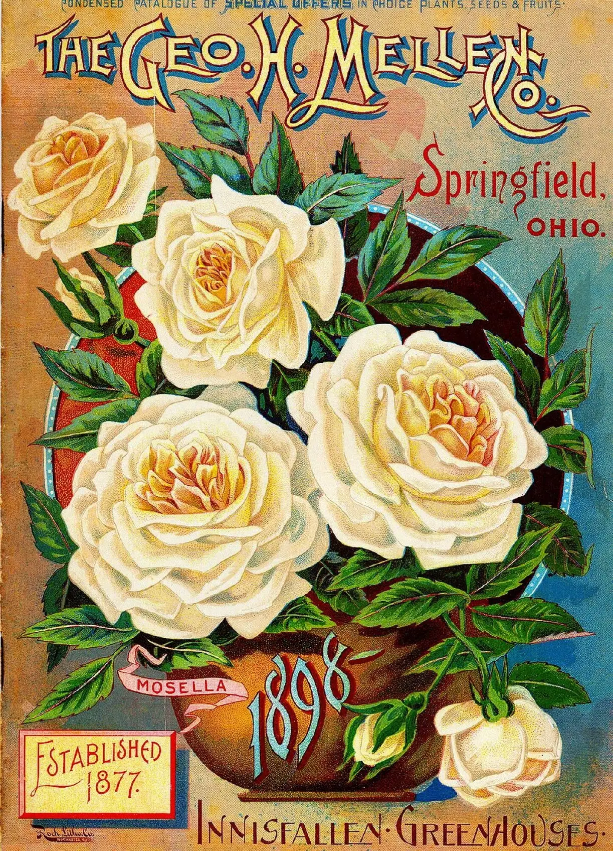 Wall Art 1898 Mellen Rose Vintage Flowers Seed Packet Catalogue Advertisement Metal Tin Sign House Decor Gift 8X12 Inch