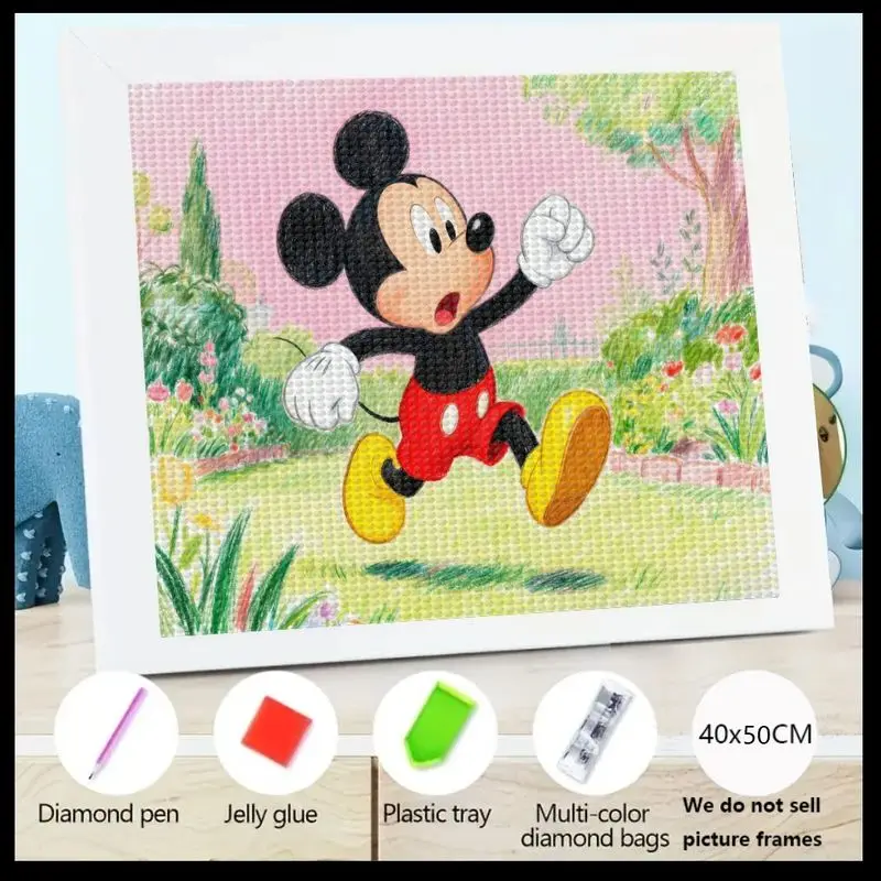 

1 шт., алмазная живопись с Микки Маусом, 5D мультяшное искусство, сделай сам, сверкающий драгоценный камень, набор для рукоделия, милый дизайн персонажей с аксессуарами в комплекте, 40x
