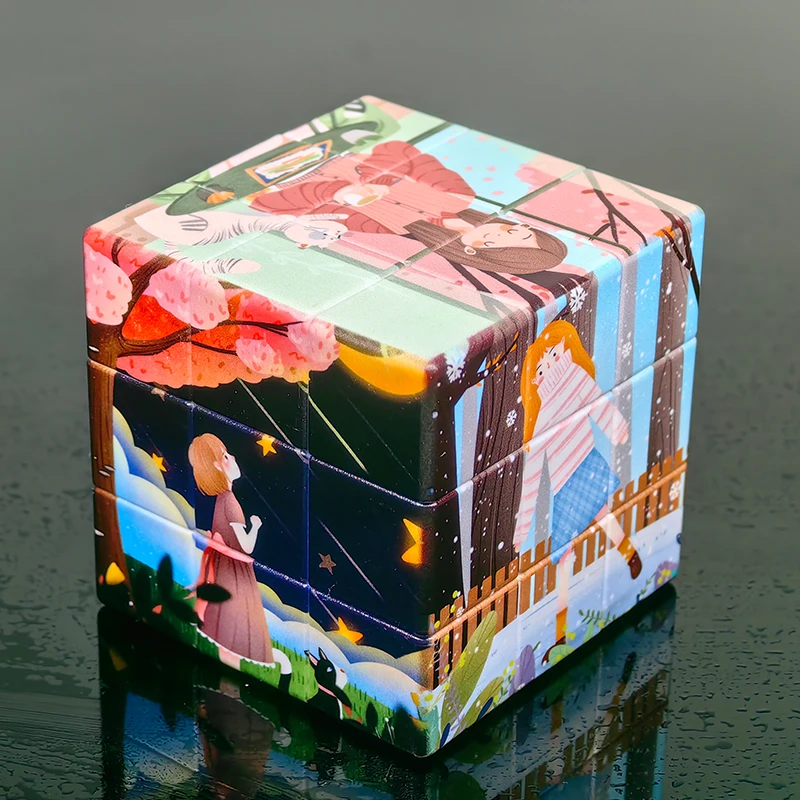Piękny rysunek do drukowania 3/3C 3x3 magiczne 3x3x3 warstwy Speed Cube profesjonalne Puzzle dla dzieci