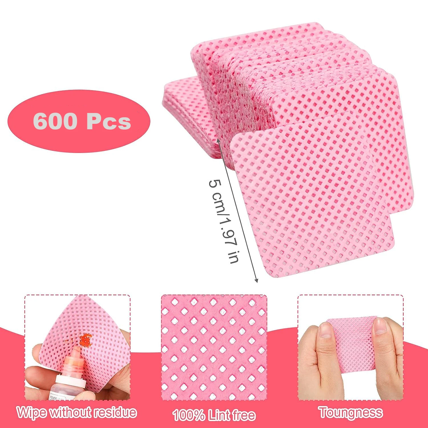 600 Stuks Pluisvrije Wimperlijm Doekjes Papier Gel Polish Remover Servet Schone Maand Lijmfles Wattenschijfjes Schoonheidsreinigingstools