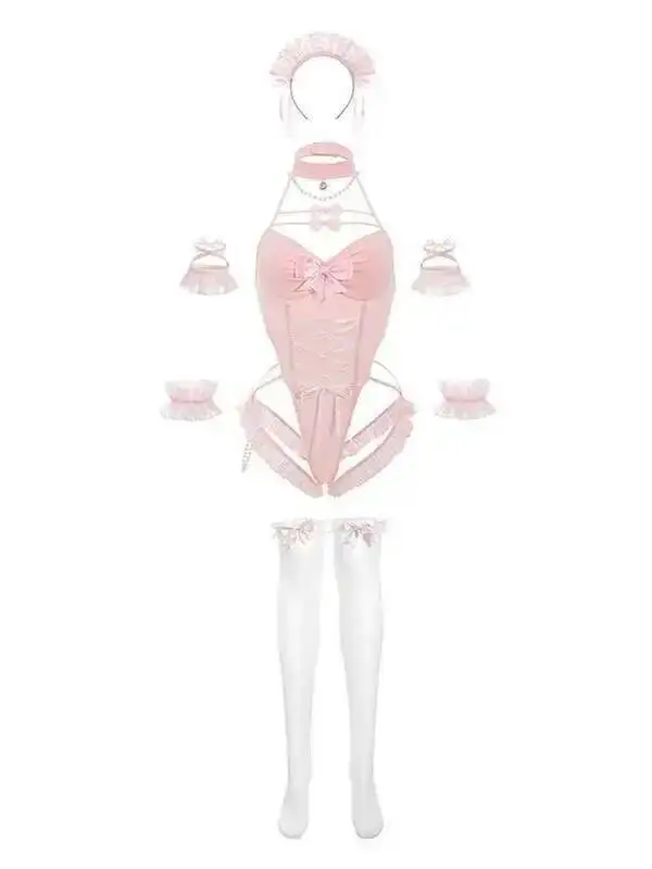 섹시 퓨어 디자이어 펄 스윗하트 홀터넥 오픈 크로치 바디수트 여성 드레스 우아한 메쉬 레이스 시스루 스윗 여성 탑 I6CH