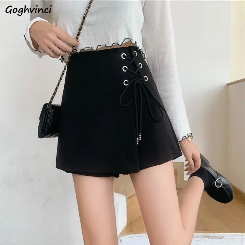 

Shorts Women Solid Simple Mini Fashion Bandage Design Leisure High Waist All-match Spring S-4XL Korean Style Tender Folds Ladies