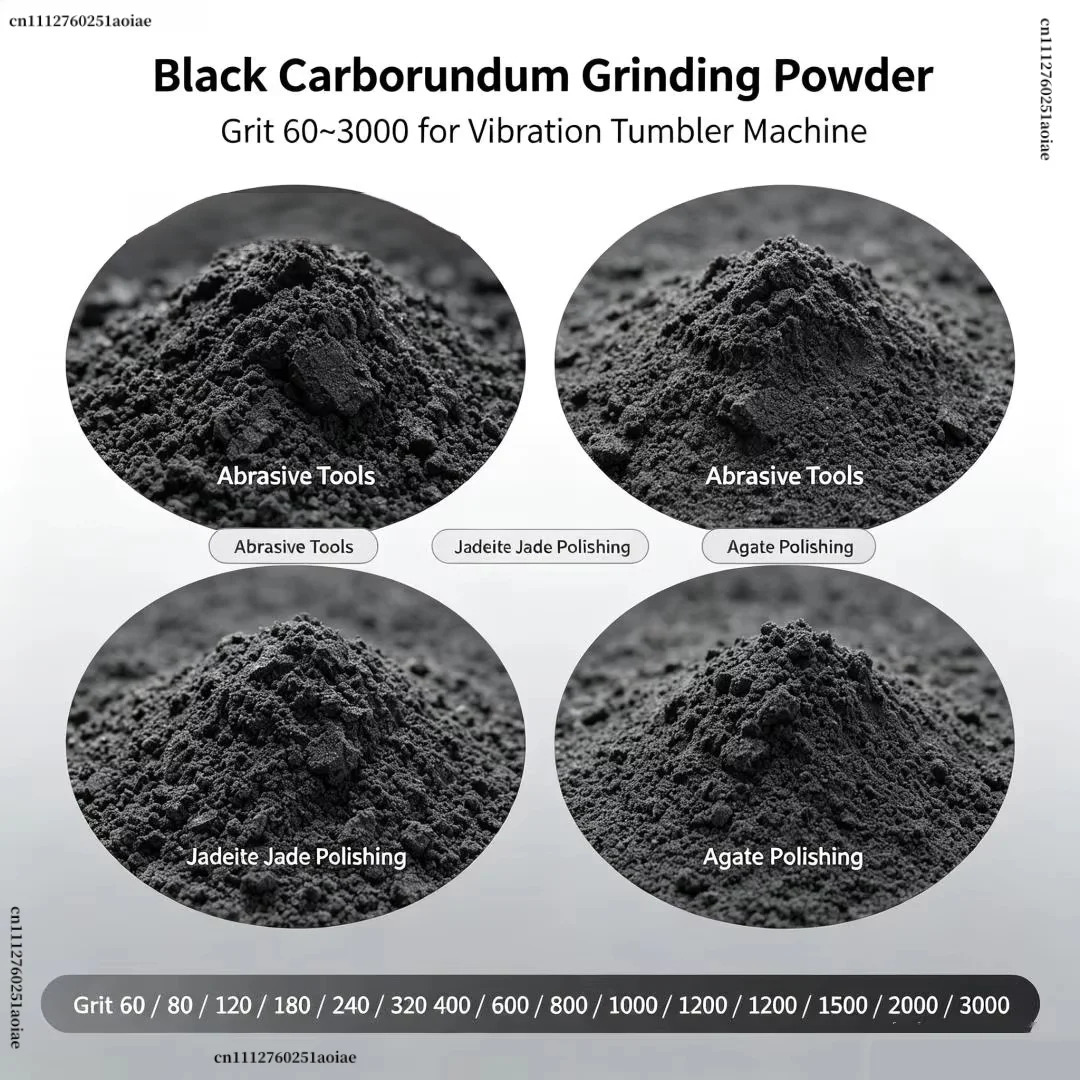 Black Carborundum Grinding Grit60~3000 Black Silicon Carbide Abrasive For Vibration Tumbler Machine Jadeite Jade Agate Gemstone