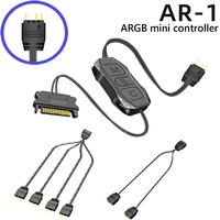 COOLMOON AR-1 RGB Controller Cable 5V 3 Pin 4Pin to SATA ARGB Mini Controller HUB Adapter for PC Fan Cooling Fan Light Strip