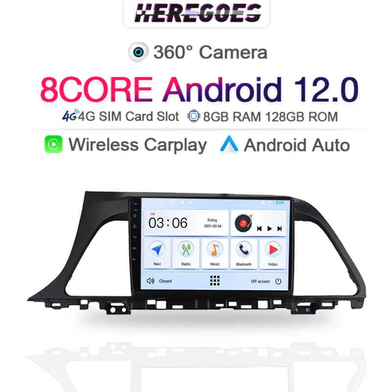 Carplay DSP Android 12.0 Car Multimedia Player For Hyundai-Sonata 9 2015 2016 2017 2018 360 Camera 4G LTE Bluetooth Radio 2din