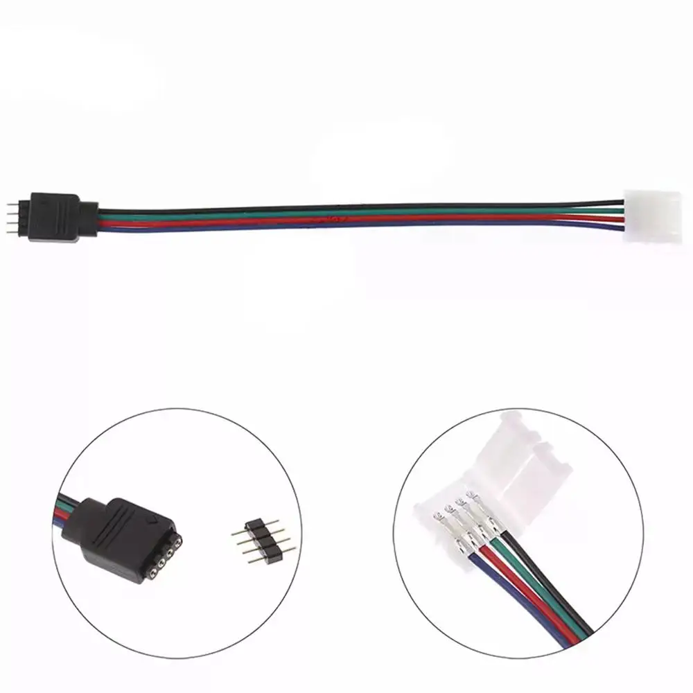 10mm 4Pin 5050 LED RGB Strip Extension Connector Cable Wire Led Strip Extension Cables Clip For 5-24V 5050 RGB LED light strip