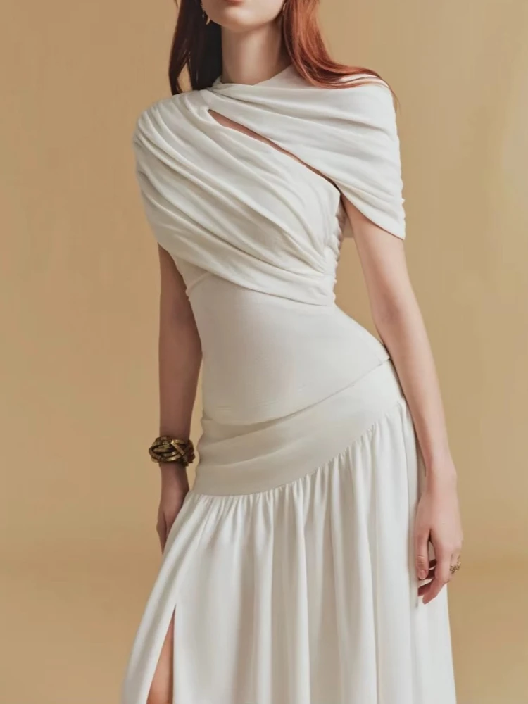 

Sexy O-neck Short Sleeves Evening Dresses Elegant Pleat Celebrity Long Dress Exquisite High Quality Prom Party Gowns Customized