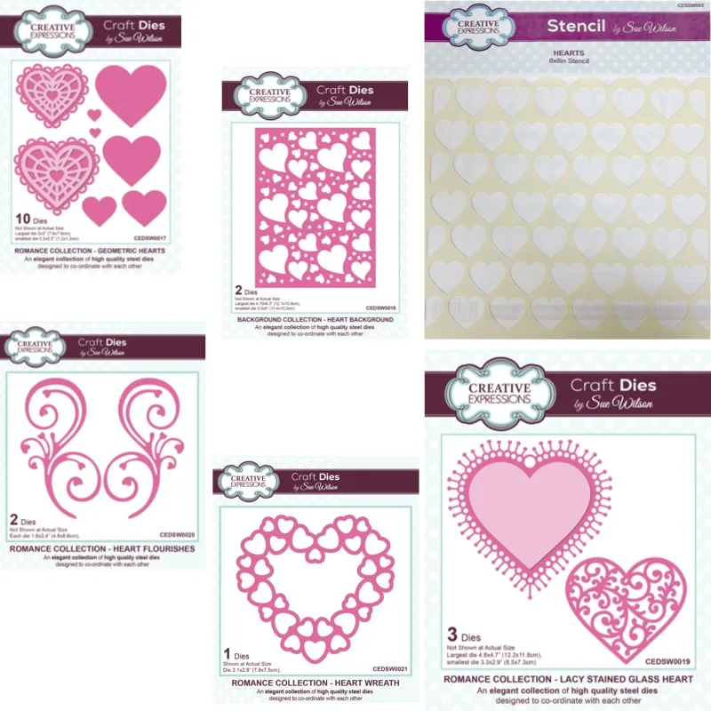 Geometric Hearts Metal Cutting Dies & Stencil Scrapbook Diary Decoration Stencil Embossing Template DIY Greeting Card Handmade